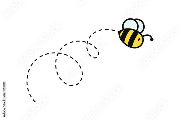 Obraz Simple flying bee design vector. Cartoon bee isolated on white background.