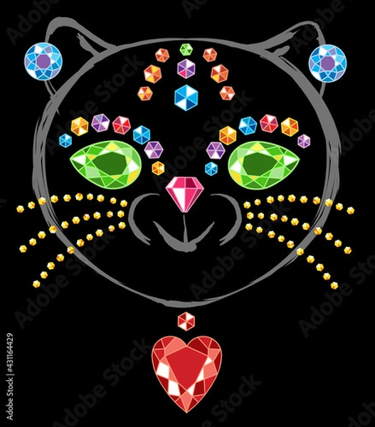 Fototapeta A precious cat. Gemstone drawing