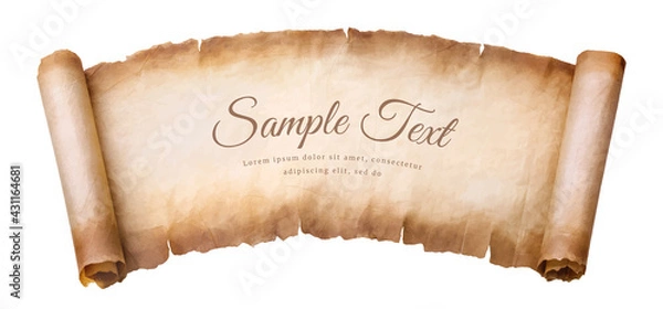 Obraz old parchment paper scroll sheet vintage aged or texture isolated on white background