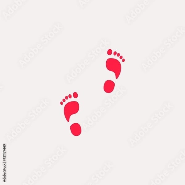 Fototapeta red bloody foot track simple isolated flat vector illustration