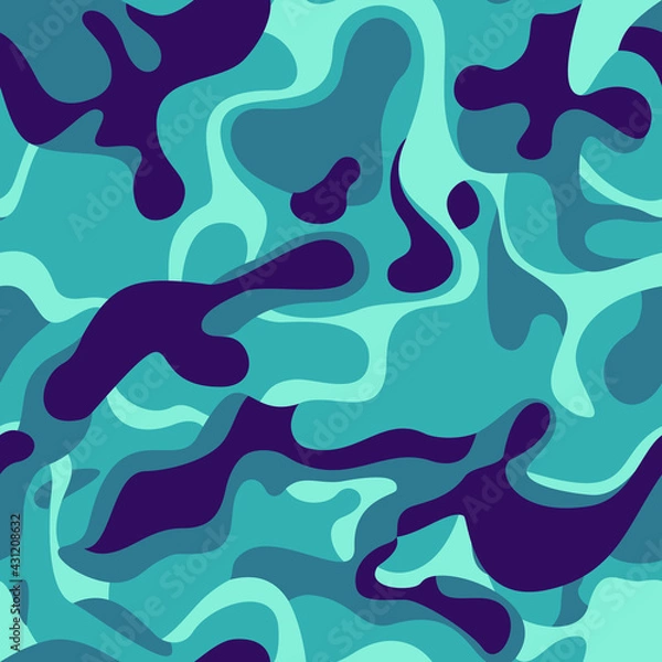 Fototapeta Camouflage seamless pattern from spots. Abstract camo. Texture from water spots. Modern print on fabric and textiles. Vector illustration