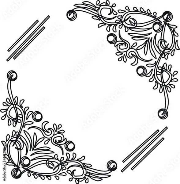 Fototapeta frame with flowers coloring page