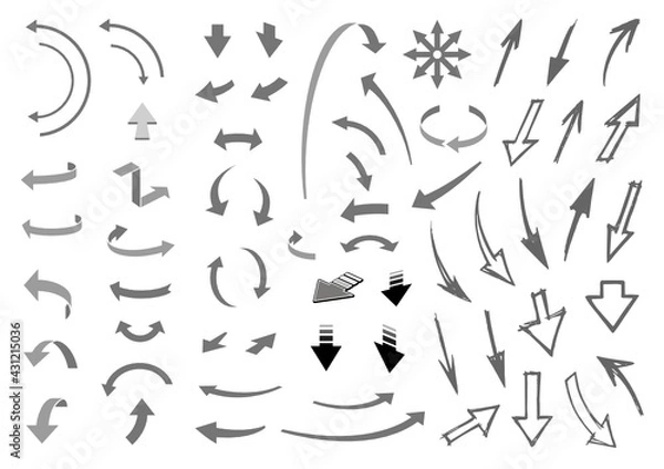 Obraz Set di frecce vettoriali di tipo tecnico e a mano libera