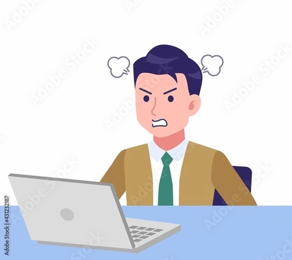 Fototapeta デスクワークする青年