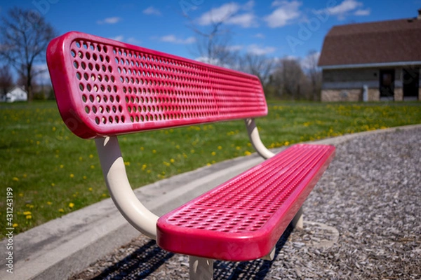 Obraz red bench in park