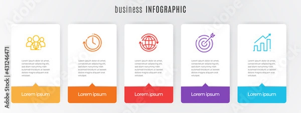 Obraz Modern timeline infographic template 5 steps