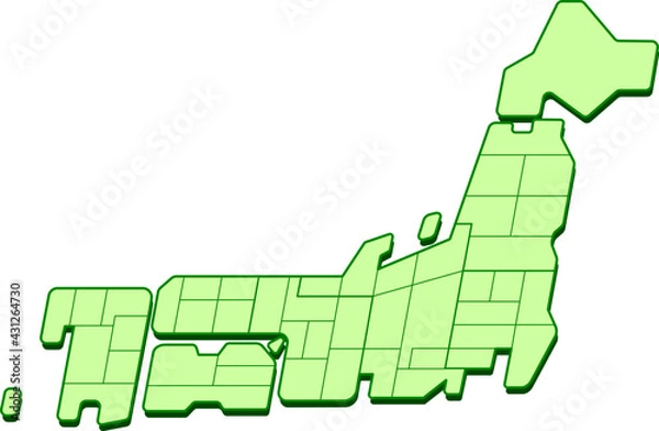 Fototapeta 簡略した日本地図
