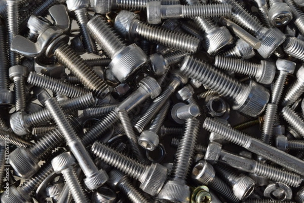Fototapeta 各種のボルトとネジ類