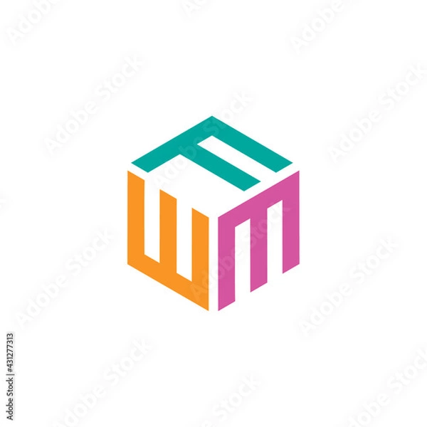 Fototapeta Hexagon design with the letters FWM
