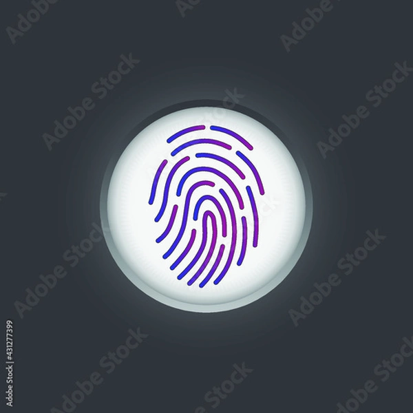 Fototapeta Fingerprint on Finger scan button Vector illustration