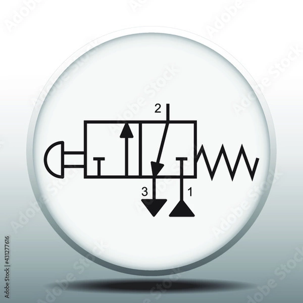 Fototapeta Vector illustration symbol directional pneumatic control valves 3-2 way
