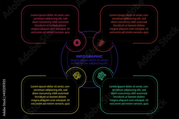 Obraz Business process. Gradient step by step. Vector business template for presentation. Business process