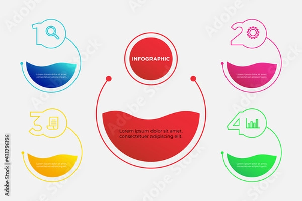 Fototapeta Business process. Gradient step by step. Vector business template for presentation. Business process