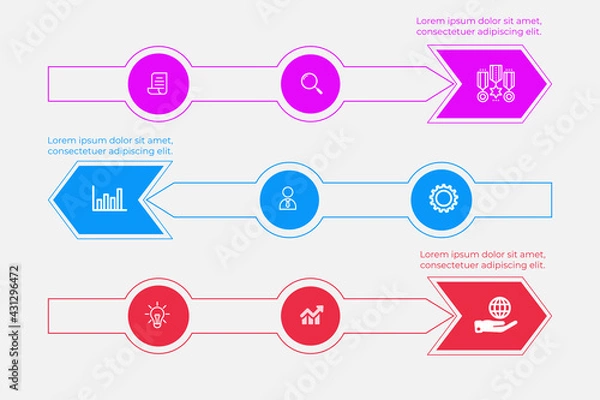Obraz Business process. Gradient step by step. Vector business template for presentation. Business process