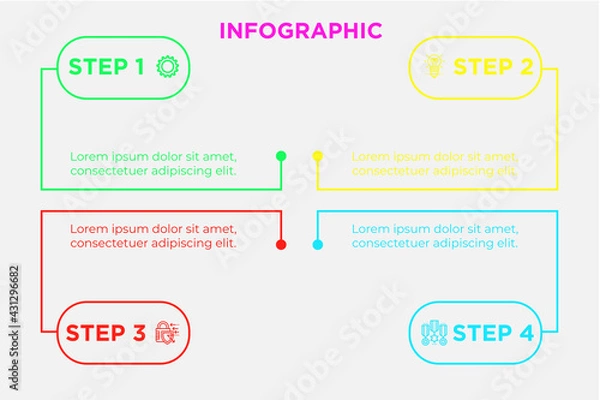 Obraz Business process. Gradient step by step. Vector business template for presentation. Business process