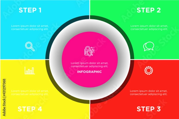 Obraz Business process. Gradient step by step. Vector business template for presentation. Business process