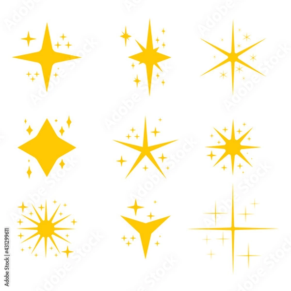 Fototapeta Shiny stars sparkle, glitter light star, and sparkle elements  , isolated on white  background,  Vector Illustration EPS 10