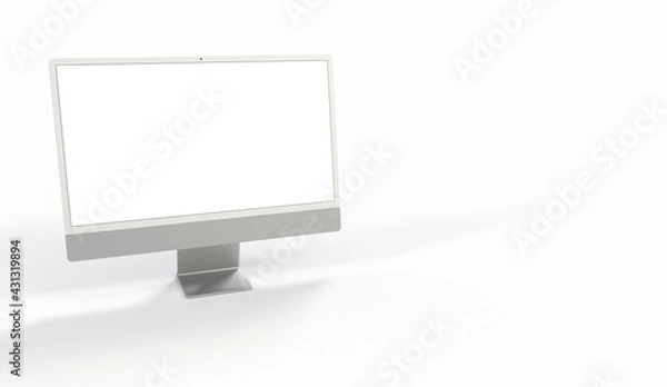 Obraz Realistic 3D Computer, with a white screen, isolated on a background