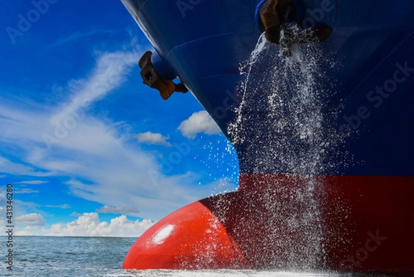 Obraz Bulbous bow containers ship sailing in the sea