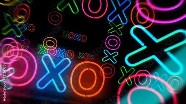 Obraz XOXO symbol neon light 3d illustration
