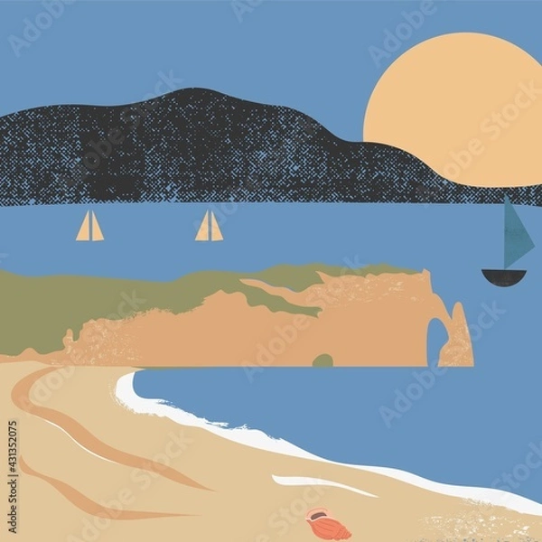 Obraz Beach sunrise design pattern artwork illustration