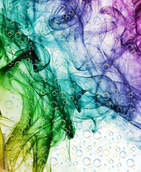 Obraz Colorful smoke waves and bubbles abstract design pattern