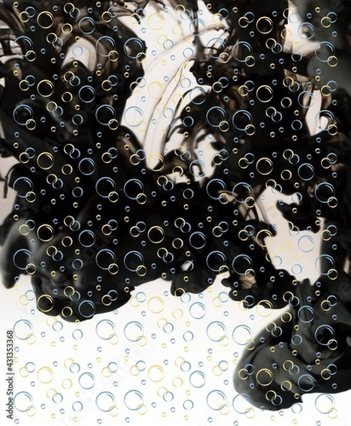 Obraz Colorful smoke waves and bubbles abstract design pattern