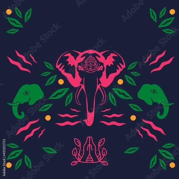 Obraz Abstract elephants faces artwork