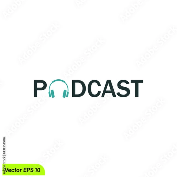 Fototapeta headphone icon podcast symbol logo template 