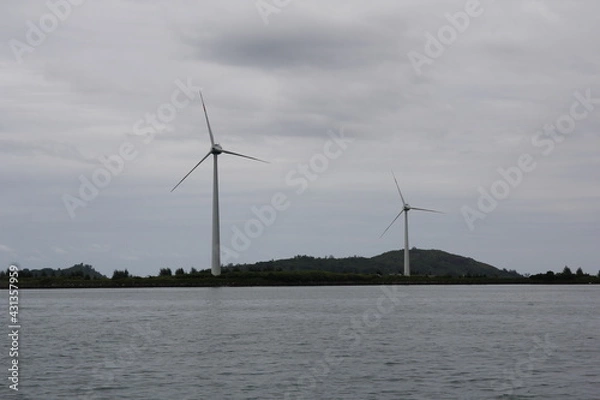 Fototapeta Alternative sources of electricity. Large wind farms