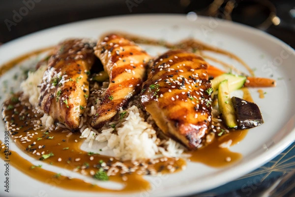 Obraz Chicken with rice and vegetables 