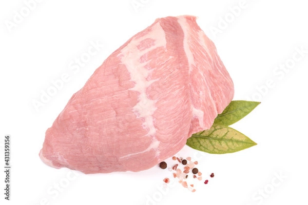 Fototapeta Raw pork meat, isolated on white background. High resolution image