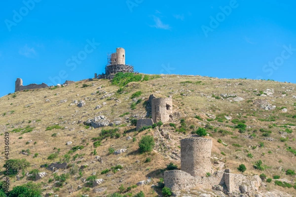 Obraz Balaklava Bay, Sevastopol. Old military fortifications to repel an attack