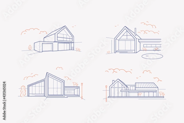 Obraz vector modern barn house architecture

