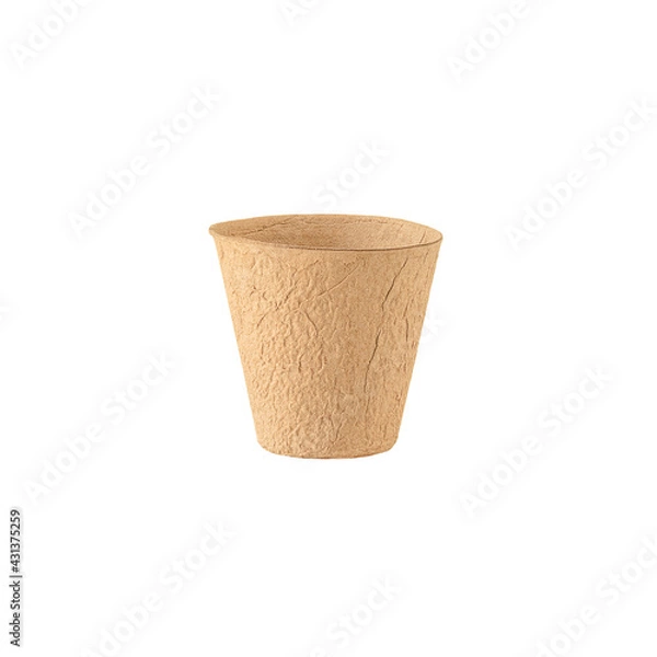 Obraz Peat pot isolated on white background.