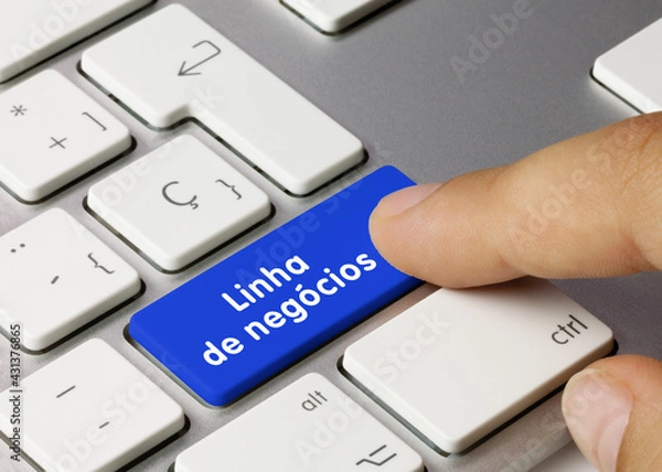 Obraz Linha de negócios - Inscrição na tecla azul do teclado.