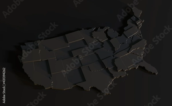 Fototapeta USA 3d Geographic Empty Map Abstract Levels Render