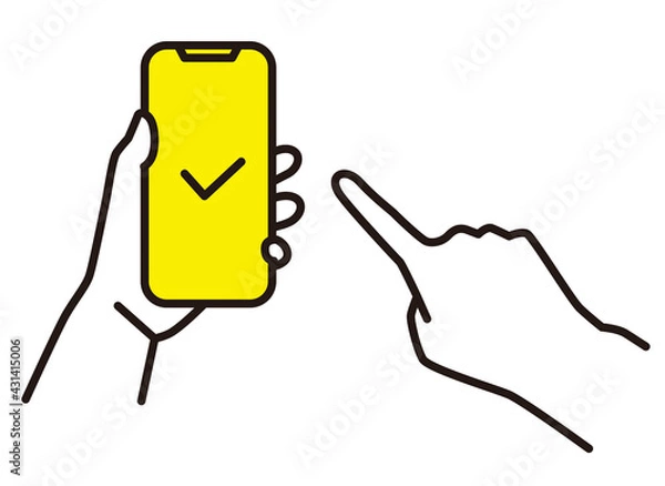 Fototapeta シンプル　イラスト　スマホで予約をする人