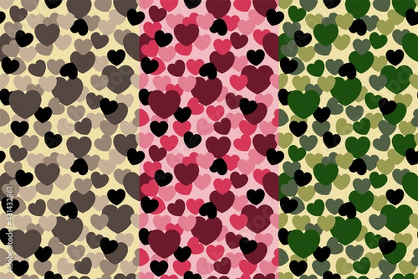 Fototapeta Seamless Camouflage pattern - hearts shapes, texture military camouflage repeats seamless army hunting