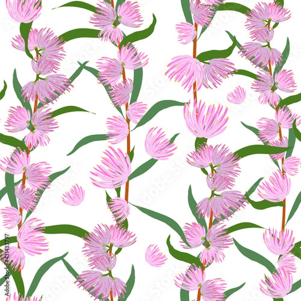 Obraz Australian Floral Pattern, Bottle Brush Australian Native Flower repeat pattern 