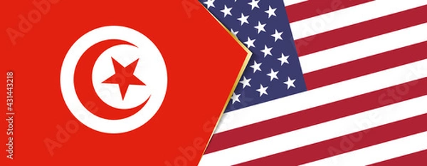 Fototapeta Tunisia and USA flags, two vector flags.