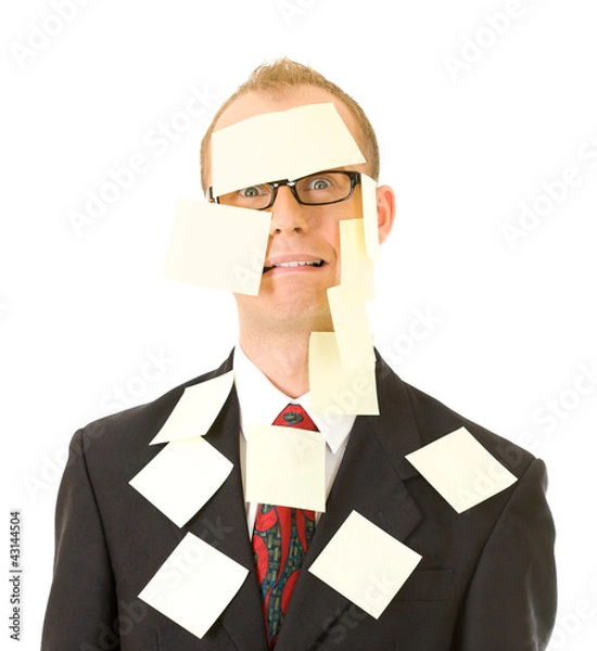 Obraz Man covered with memory notes