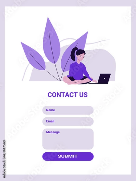 Fototapeta Contact us form template, home office concept, working from home,  freelance or studying concept. Ipad size web banner