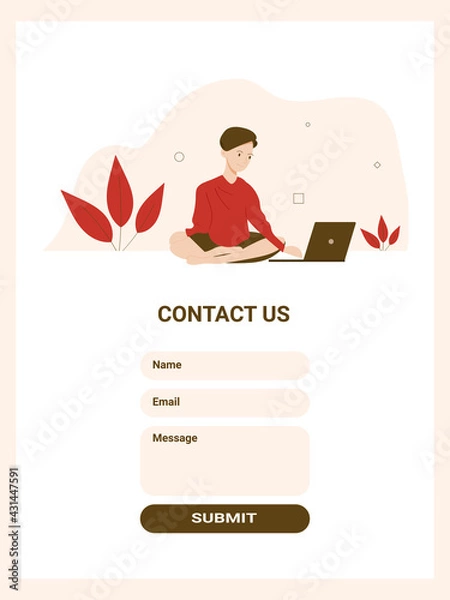Fototapeta Contact us form template, home office concept, working from home,  freelance or studying concept. Ipad size web banner
