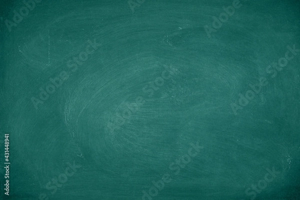 Fototapeta Green Chalkboard. Chalk texture school board display for background. chalk traces erased with copy space for add text or graphic design. Backdrop of Education concepts
