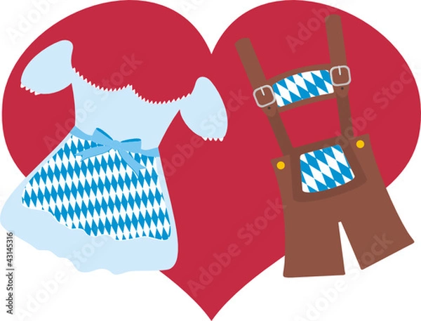 Obraz Dirndl und Lederhose mit Herz