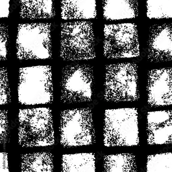 Obraz Vector seamless pattern with white grunge textured shapes on black background