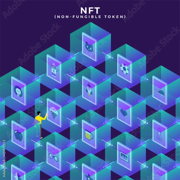 Fototapeta NFT Non-Fungible Token Vector Illustrations