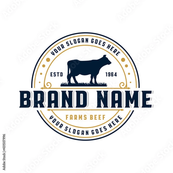 Obraz Beef farm vintage logo