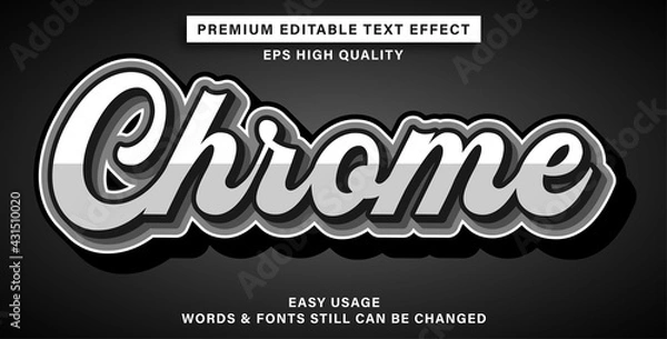 Fototapeta Editable text effect style chrome